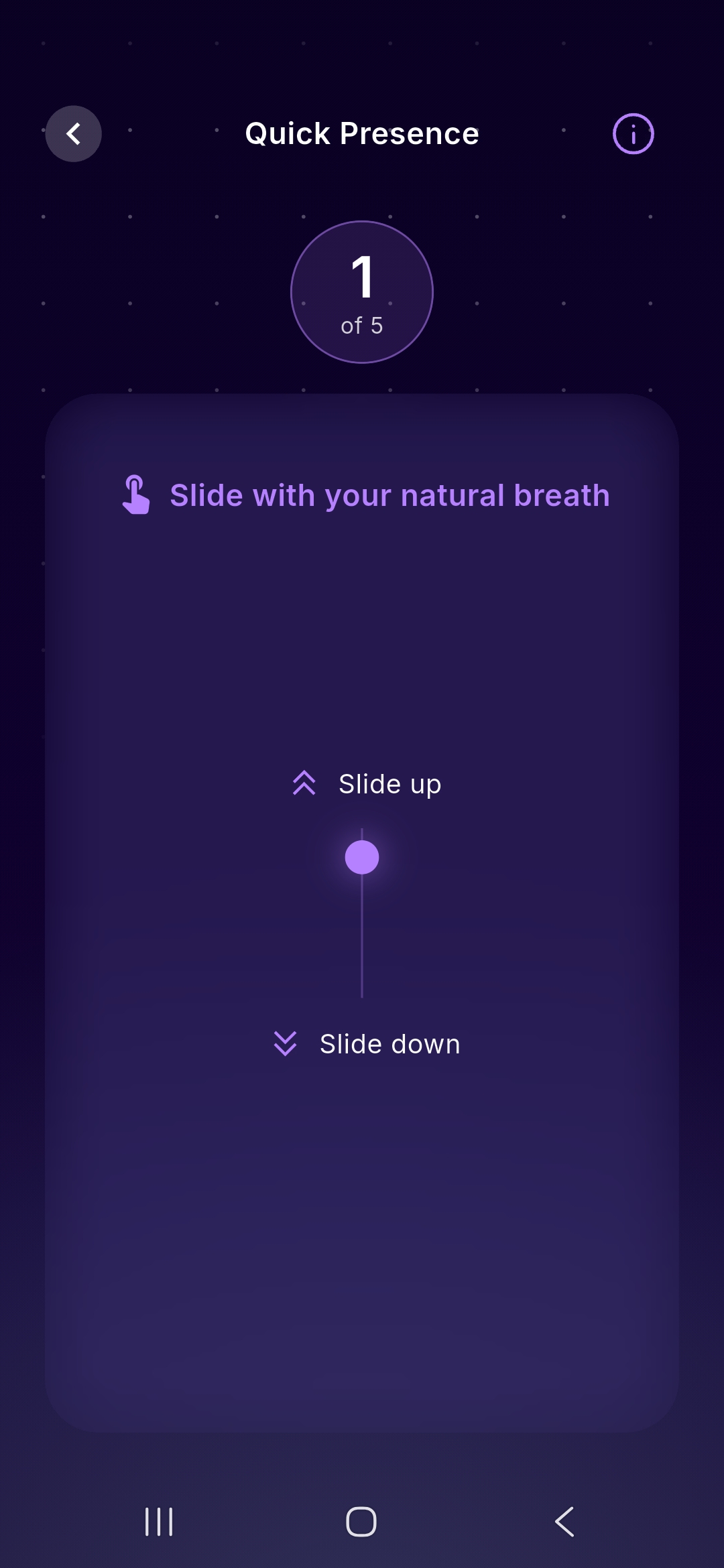Quick Presence with five breaths and touch guidance